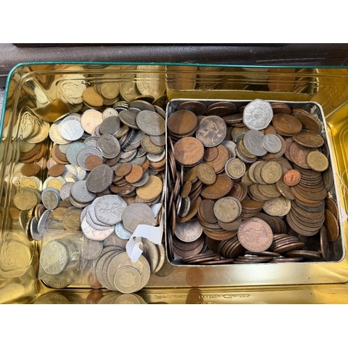 96 - Large mixed tin of old coins unchecked