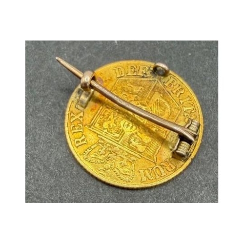 130 - 1817 George III Gold Half Sovereign turned into a broach/badge 4.4g