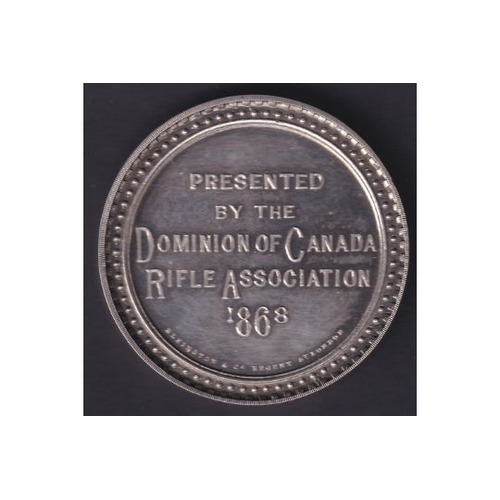 172 - COLLECTABLE 1868 Dominion of Canada Rifle Association Silver medal in special display box (scarce) 4... 