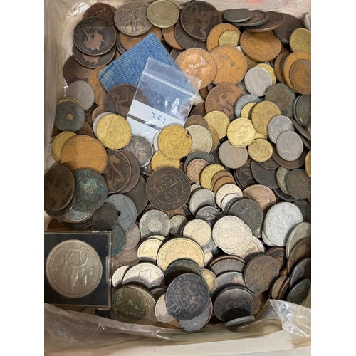 98 - Tin of old coins mainly Copper but some silver noted