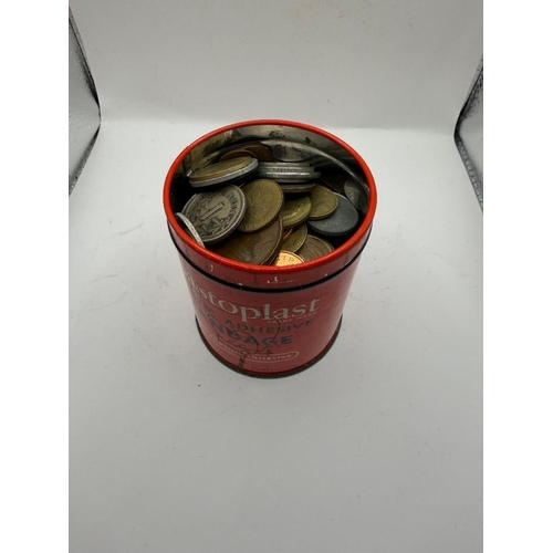 92 - Small tin of World coins, some early coins noted