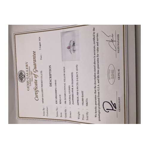 25 - Jewellery : Very fine 18ct White Gold Diamond and Sapphire ring marked 750 , comes with original cer... 