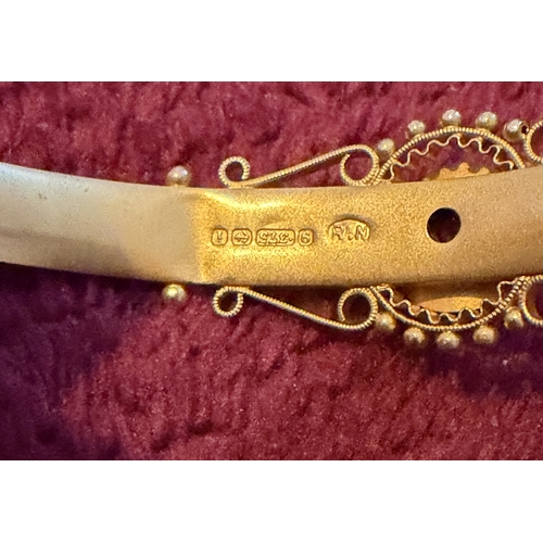 28 - JEWELLERY : Fantastic 9ct GOLD bracelet/bangle with inset diamonds and ruby 9.5g       PLEASE MAKE S... 