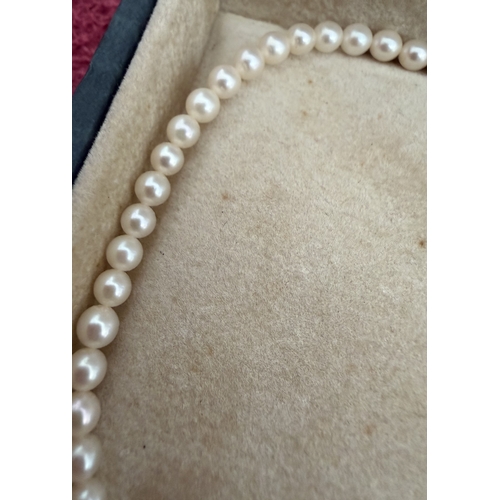 34 - Jewellery : Pearl Necklace with 9ct Gold clasp 46cm, each pearl approx 4mm      PLEASE MAKE SURE YOU... 