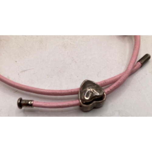 41 - Jewellery: Pandora style bracelet with coloured beads and a silver turtle charm. Heart clasp marked ... 