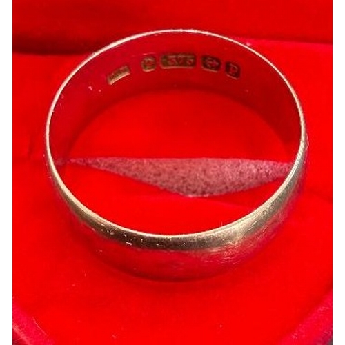 10A - Jewellery : 9ct Gents Gold Wedding Band size S 4.5g, good clear Birmingham Hall mark with WM makers ... 
