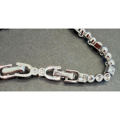 22 - Jewellery : Genuine Swarovski white metal bracelet no reactive to magnet with round and square fine ... 