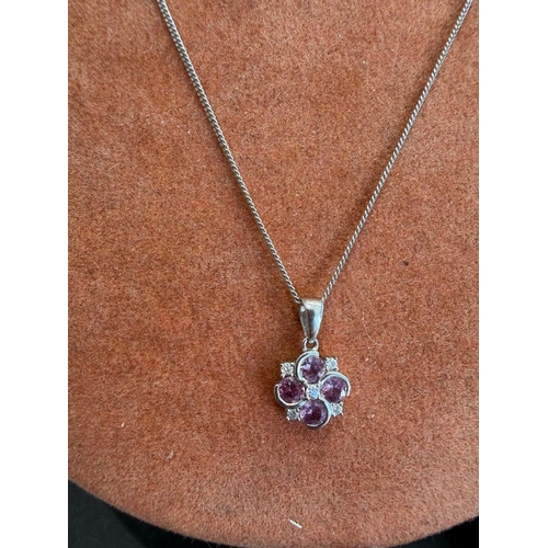 24 - Jewellery : 18ct White Gold pendant and chain. Pendant with four small diamonds total weight 3g     ... 