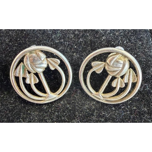 37 - Jewellery : Rennie Mackintosh silver earrings in contemporary box, classic Scottish design hall mark... 