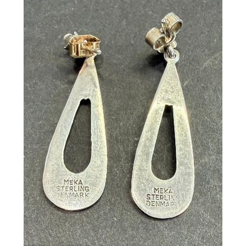 50 - Jewellery : Pair of Silver and enamel Danish earrings by Meka