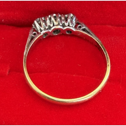 7 - Jewellery : 18ct Gold triple diamond ring marked 18ct PLAT (assumed this is the platinum setting) 1.... 
