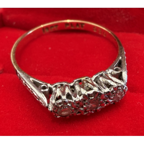 7 - Jewellery : 18ct Gold triple diamond ring marked 18ct PLAT (assumed this is the platinum setting) 1.... 