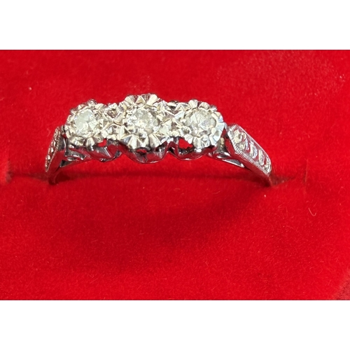 7 - Jewellery : 18ct Gold triple diamond ring marked 18ct PLAT (assumed this is the platinum setting) 1.... 