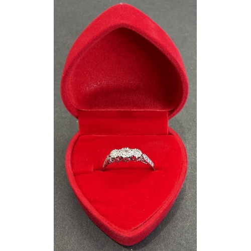 7 - Jewellery : 18ct Gold triple diamond ring marked 18ct PLAT (assumed this is the platinum setting) 1.... 
