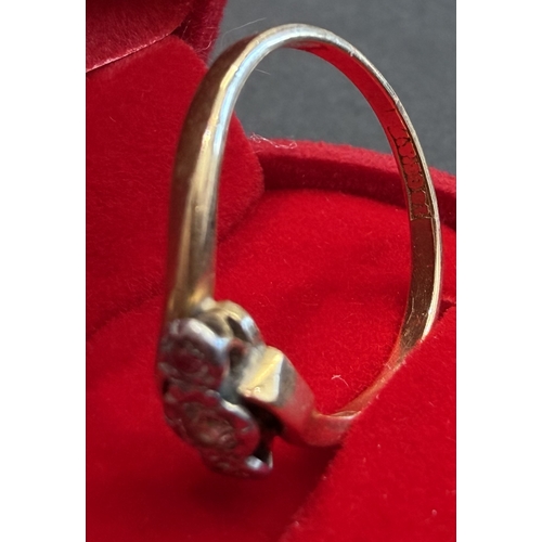 8 - Jewellery : 18ct Triple white stone (possible diamond) ring Size M 2.07g, slightly worn 18ct hallmar... 