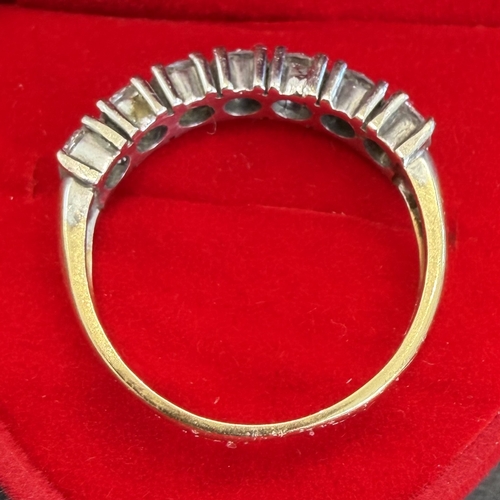 10 - Jewellery : 18ct Gold ring with 7 large diamonds (tested), ring not hallmarked but tests as 18ct, Si... 