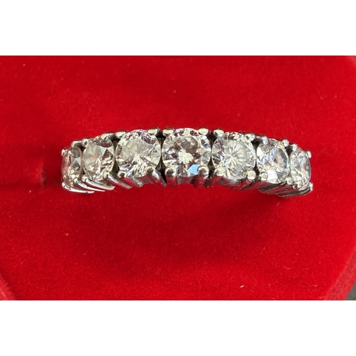 10 - Jewellery : 18ct Gold ring with 7 large diamonds (tested), ring not hallmarked but tests as 18ct, Si... 