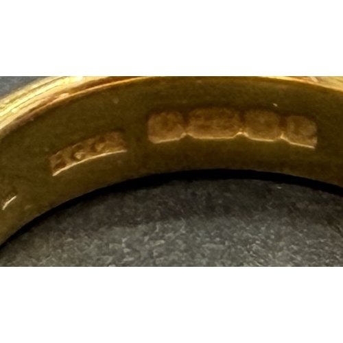12 - Jewellery : 22ct Gold Wedding band Size J-K thick heavy ring 7.47g, Clear English Hallmarks with mak... 