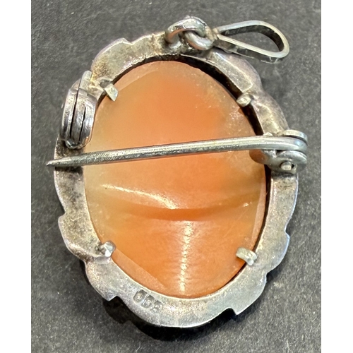 40 - Jewellery : Small silver mounted Cameo pendant/broach 3.47g unclear markings probably continental