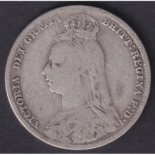 Coins : 1890 QV Silver Shilling in average condition but still very ...