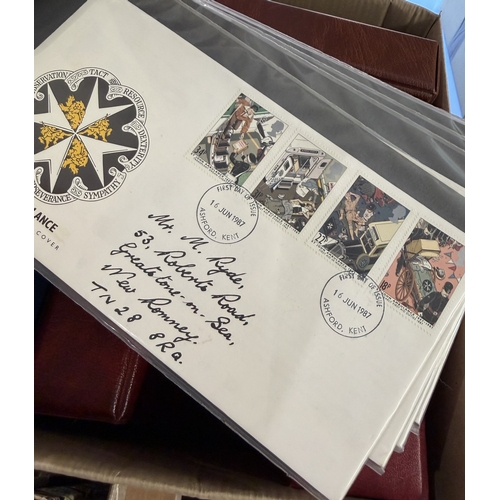 68 - STAMPS Box of various albums plus FDC albums, reasonable rummage lot to go through