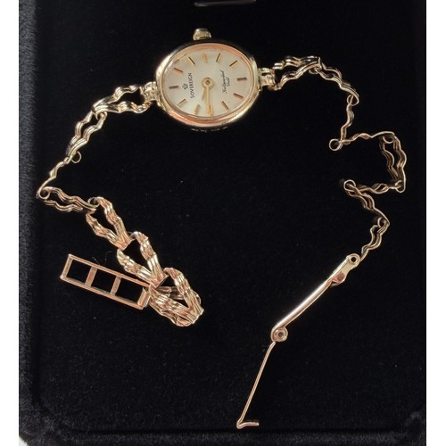30 - 9ct Gold ladies cocktail watch, clear hallmarks to bracelet and case, make is 