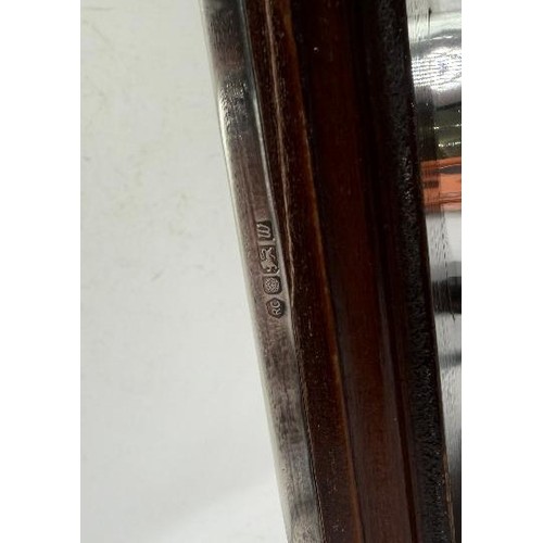 42 - Silver framed electric clock from Harrods, with clear Harrords mark and hallmarks