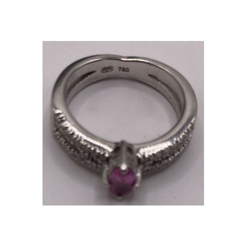 1 - Jewellery : Very fine 18ct White Gold Diamond and Sapphire ring marked 750 , comes with original cer... 