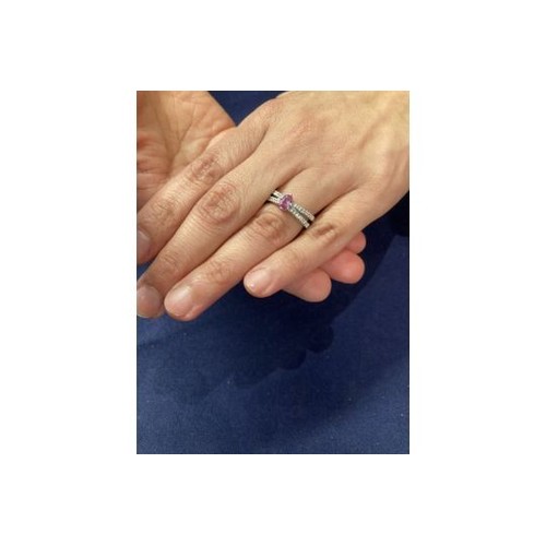 1 - Jewellery : Very fine 18ct White Gold Diamond and Sapphire ring marked 750 , comes with original cer... 