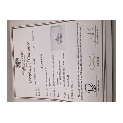 1 - Jewellery : Very fine 18ct White Gold Diamond and Sapphire ring marked 750 , comes with original cer... 