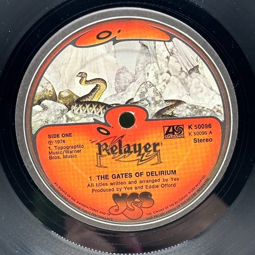 19 - A 12 inch vinyl album by Yes - Relayer, in good condition, no scratches