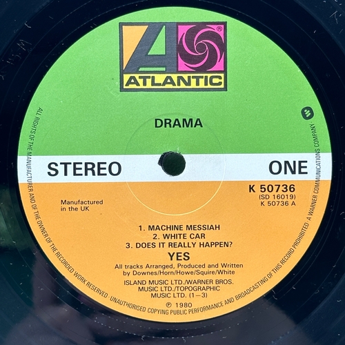 20 - A 12 inch vinyl album by Yes - Drama, in good condition, no scratches, lyric pull out in near new co... 