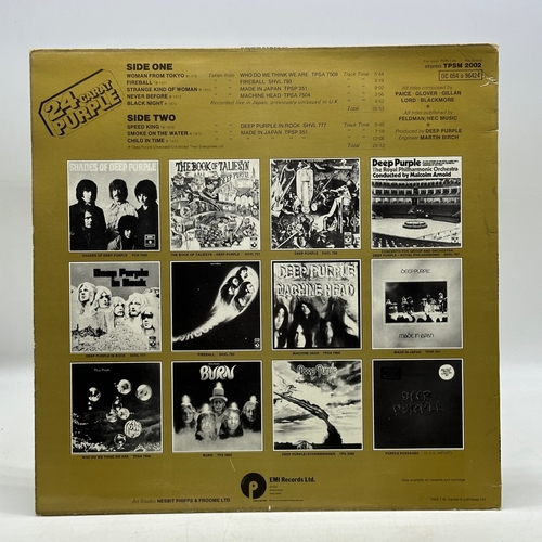 37 - A 12 inch vinyl album by Deep Purple - 24 Carat Purple, cover is in fair condition but coming away a... 