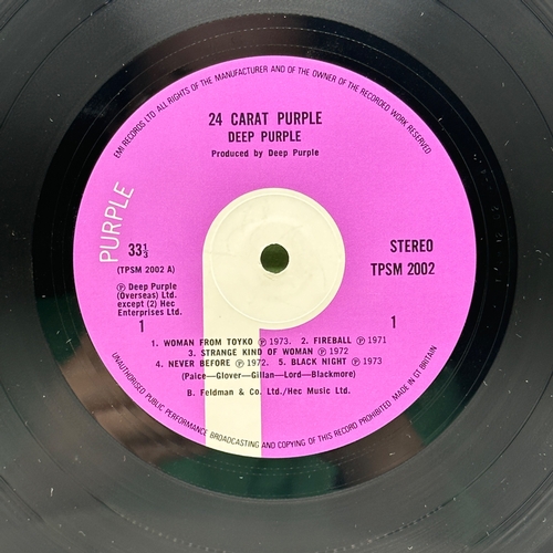 37 - A 12 inch vinyl album by Deep Purple - 24 Carat Purple, cover is in fair condition but coming away a... 