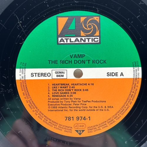 105 - A 12 inch vinyl album by Vamp - The Rich Don't Rock