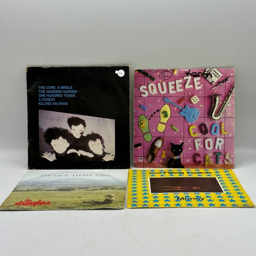 231 - 4x 7 inch single records - The Cure - The Hanging Garden, Squeeze - Cool for Cats, The Stranglers - ... 