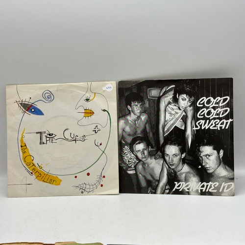 235 - 4x 7 inch single records - The Cure - The Caterpillar, Private ID - Cold Cold Sweat, Public Image - ... 