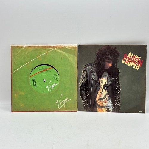 235 - 4x 7 inch single records - The Cure - The Caterpillar, Private ID - Cold Cold Sweat, Public Image - ... 