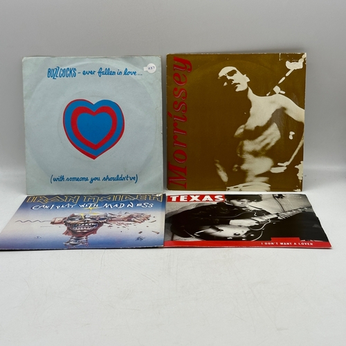 237 - 4x 7 inch single records - Buzzcocks - Ever Fallen In Love, Morrissey - Suedehead, Texas - I Don't W... 