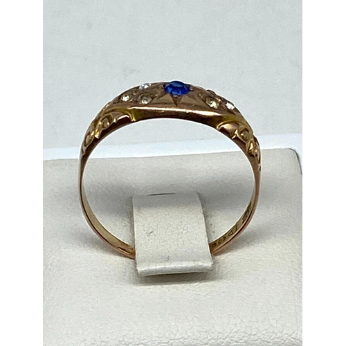 12 - A 9ct yellow gold Victorian spinel ring, size Q, weight is 1.5 grams approx