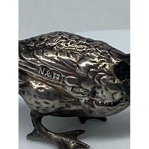 120 - A silver model of a goose, Chester 1903 by Nathan & Hayes, there is a hole in the neck but in good c... 