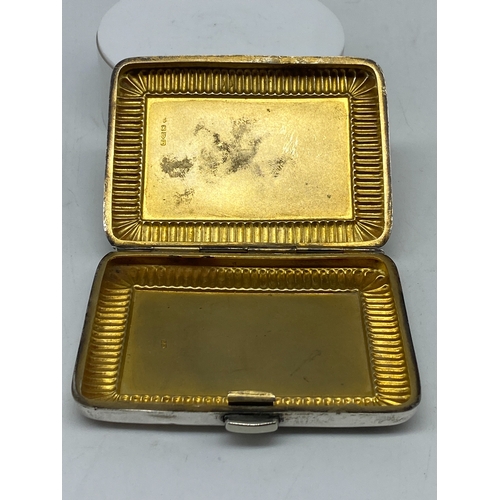 130 - A silver cigarette case with an erotic image porcelain enamel plaque, Chester 1889 no makers mark, i... 