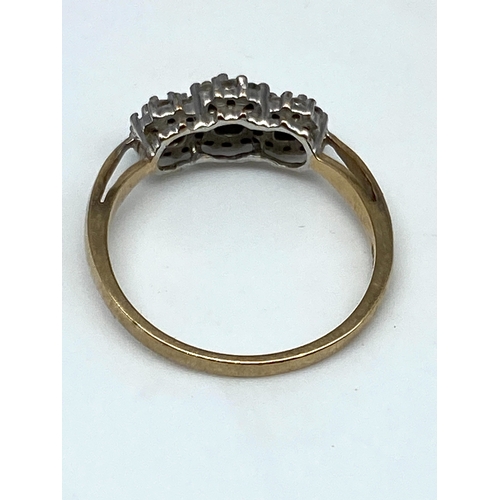 14 - A 9ct yellow gold diamond cluster ring, 0.25ct diamond, weight is 2.2 grams approx, size N