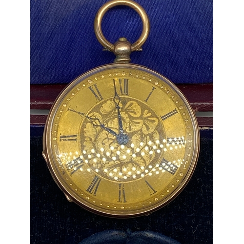 181 - A vintage 9ct gold pocket ladies watch, 38mm dial, 35 grams approx weight including movement & glass