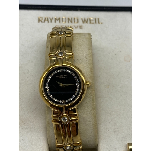 189 - A ladies Raymond Weil watch, crystal face & strap, original box no paperwork, 22mm dial