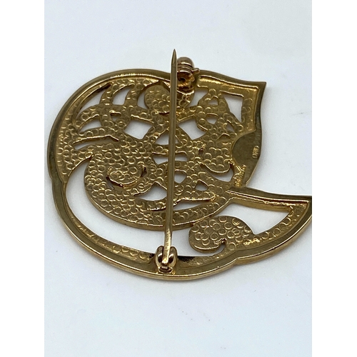 19 - A 9ct yellow gold Scottish brooch Ola Gorie, hallmarked OMG, weight is 7.3 grams approx, 35mm in siz... 