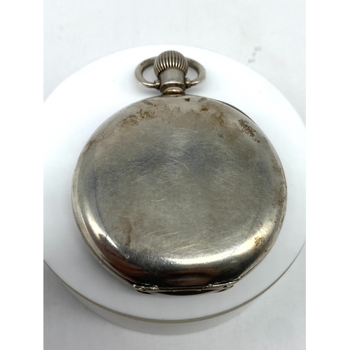 210 - A vintage silver pocket watch, made by Walthom USA, will require a service, 118 grams in weight appr... 