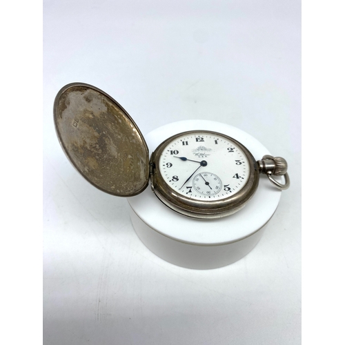 210 - A vintage silver pocket watch, made by Walthom USA, will require a service, 118 grams in weight appr... 