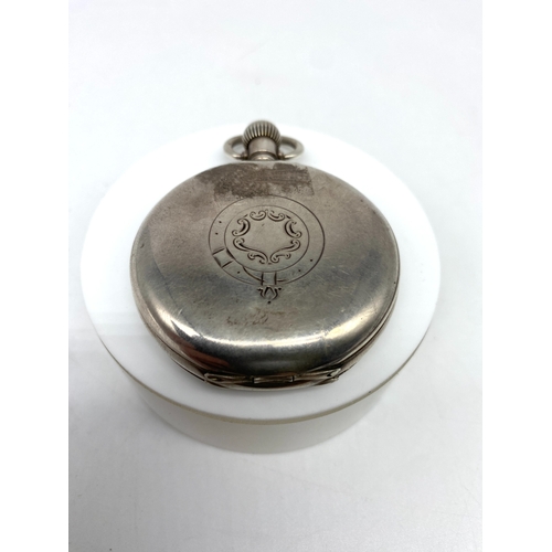 210 - A vintage silver pocket watch, made by Walthom USA, will require a service, 118 grams in weight appr... 