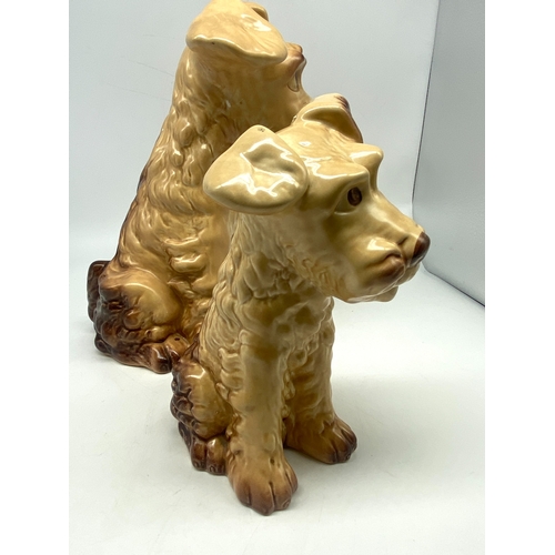 226 - 2x Stlevac dog ornaments, large dog 11 inches x 7 inches, smaller 7 1/2 inches x 4 inches, no chips ... 